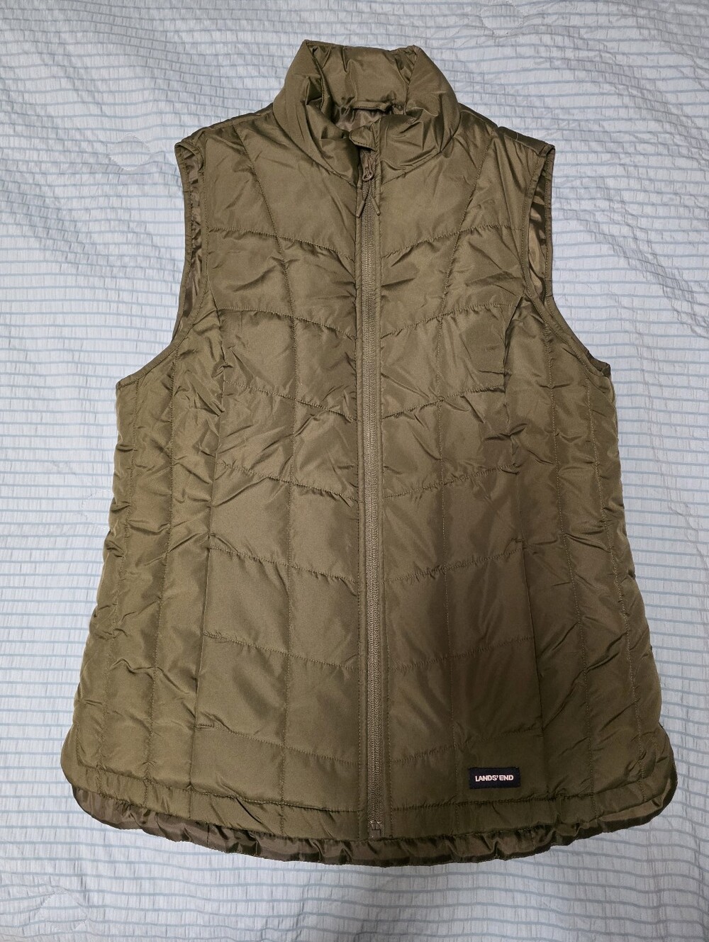 Lands' End Olive Quilted Puffer Vest - Women's